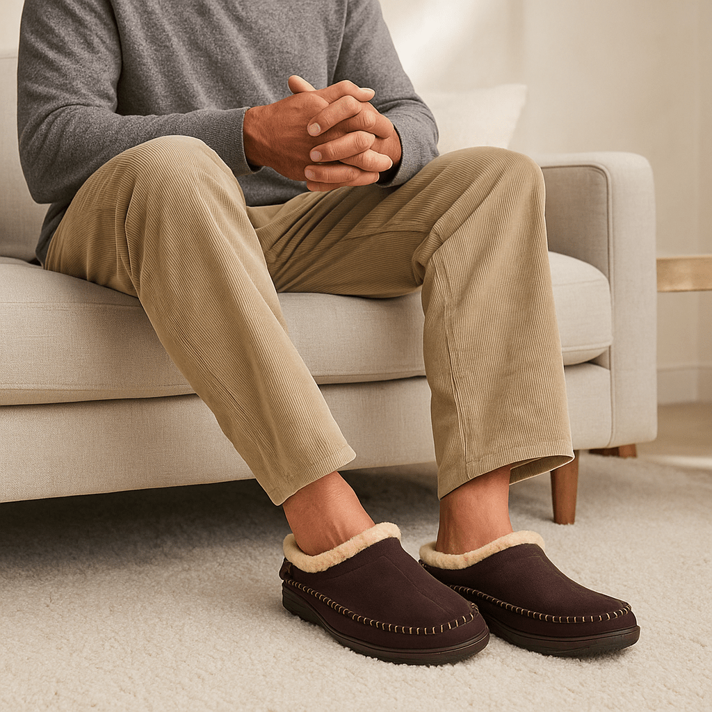 Chaussons homme classiques à coutures apparentes