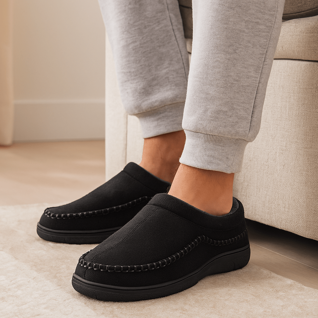 Chaussons homme classiques à coutures apparentes
