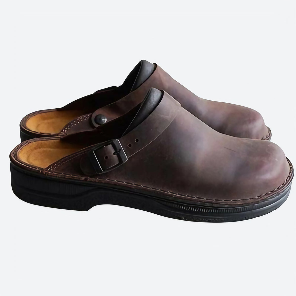 Chaussons orthopédiques homme, maintien de la voûte plantaire, marron foncé
