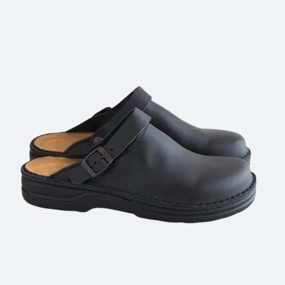 Chaussons orthopédiques homme, maintien de la voûte plantaire, noir