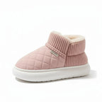 Chaussons femme d'hiver fourrés, dessus matelassé effet daim, rose