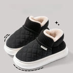 Chaussons femme d'hiver fourrés, dessus matelassé effet daim