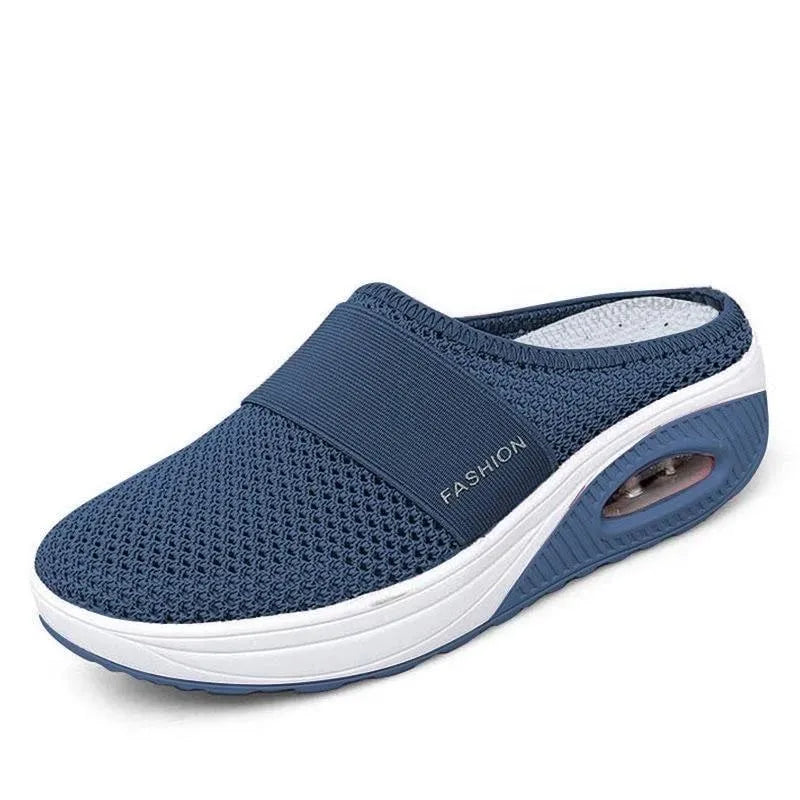 Mules de marche femme en maille, semelle EVA à coussin d'air, bleu foncé