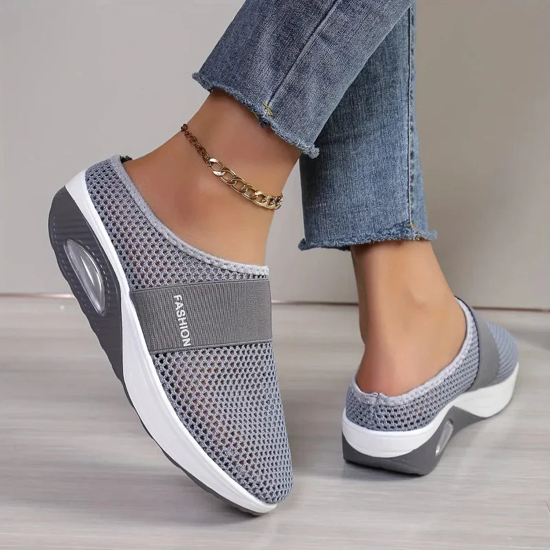 Mules de marche femme en maille, semelle EVA à coussin d'air