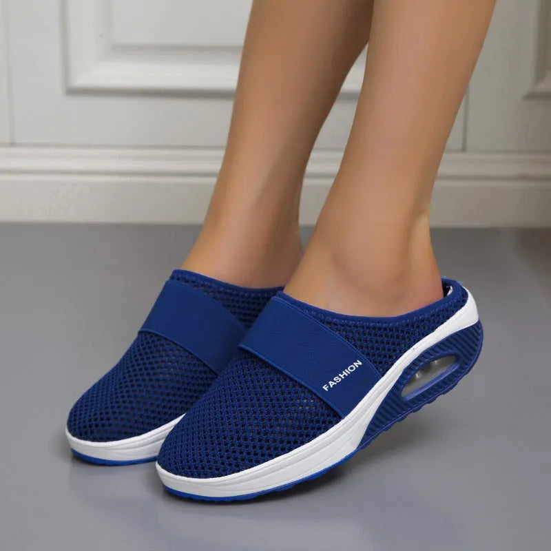 Mules de marche femme en maille, semelle EVA à coussin d'air