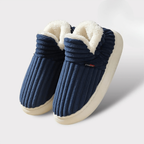 Chaussons d'hiver femme chauds, semelle antidérapante, bleu foncé