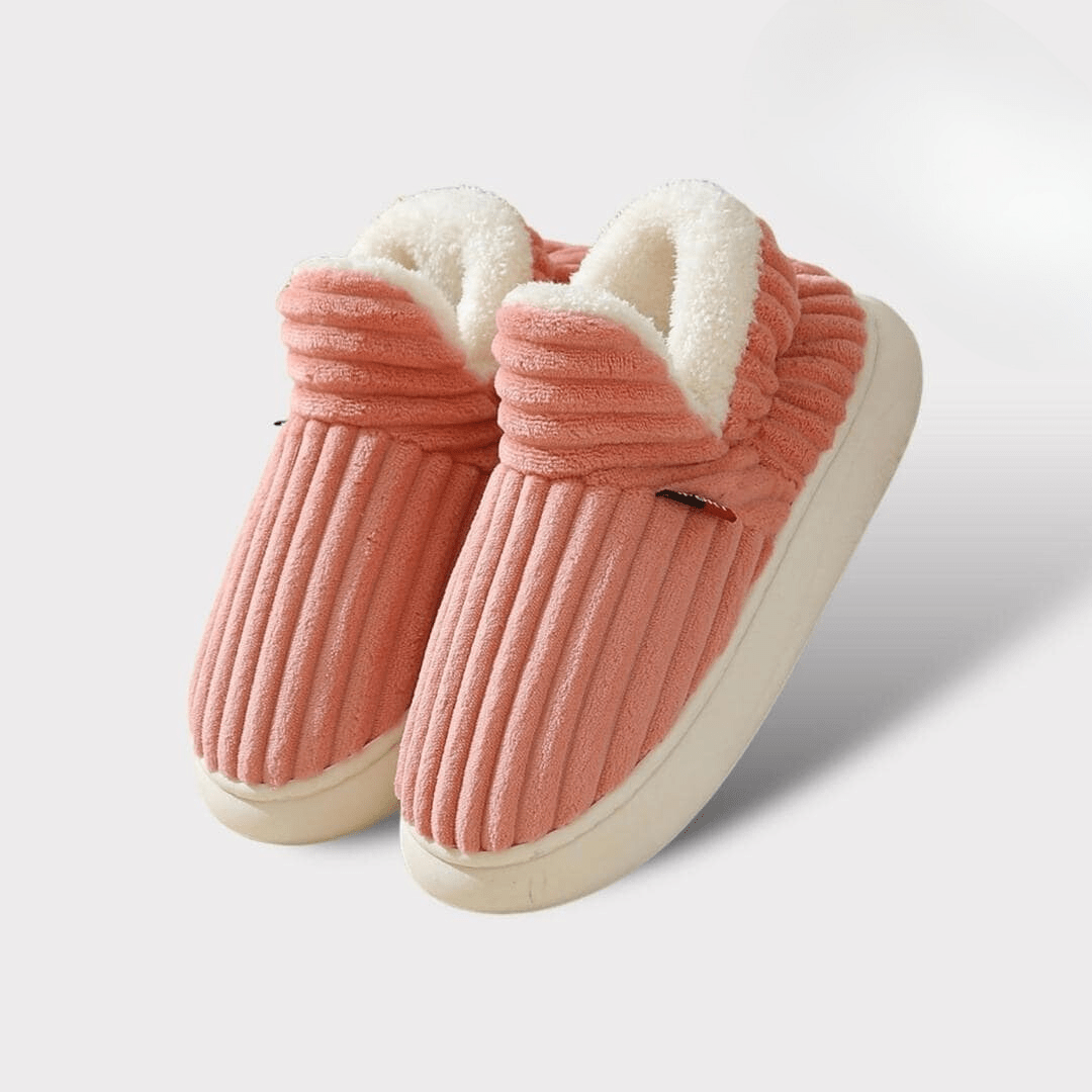 Chaussons d'hiver femme chauds, semelle antidérapante, rose