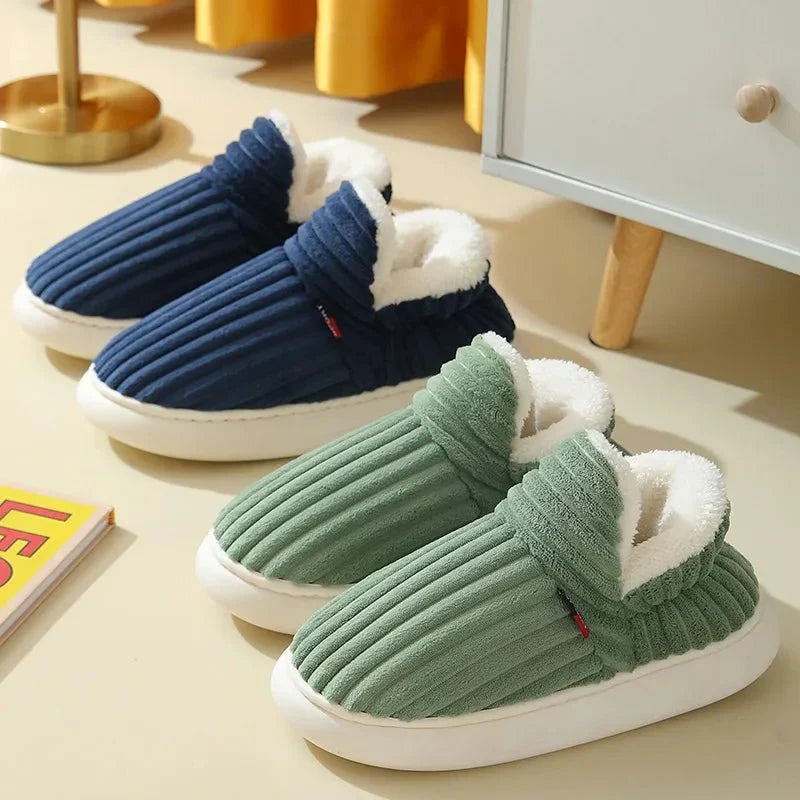Chaussons d'hiver femme chauds, semelle antidérapante