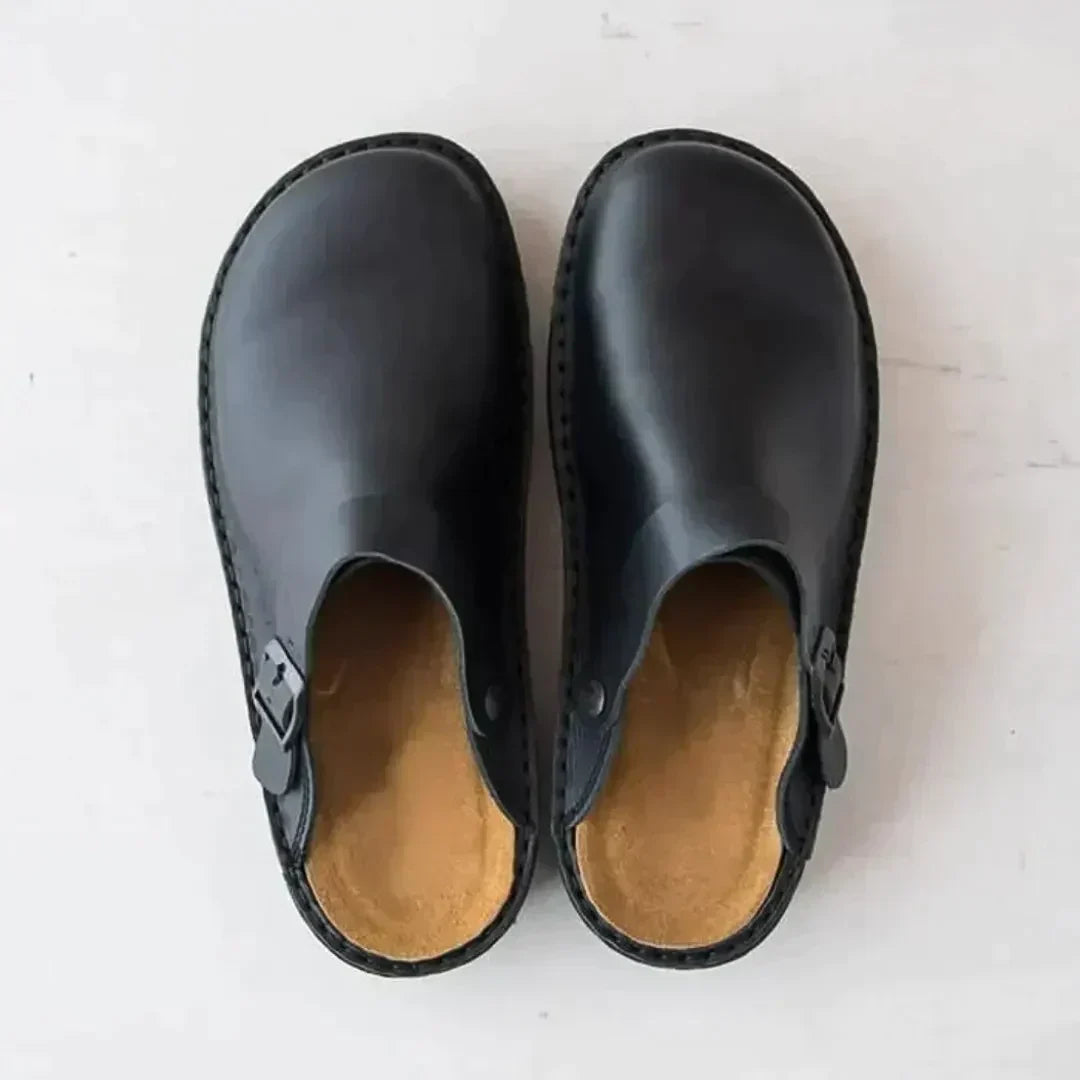 Chaussons homme ergonomiques à enfiler, semelle intérieure en gel, noir