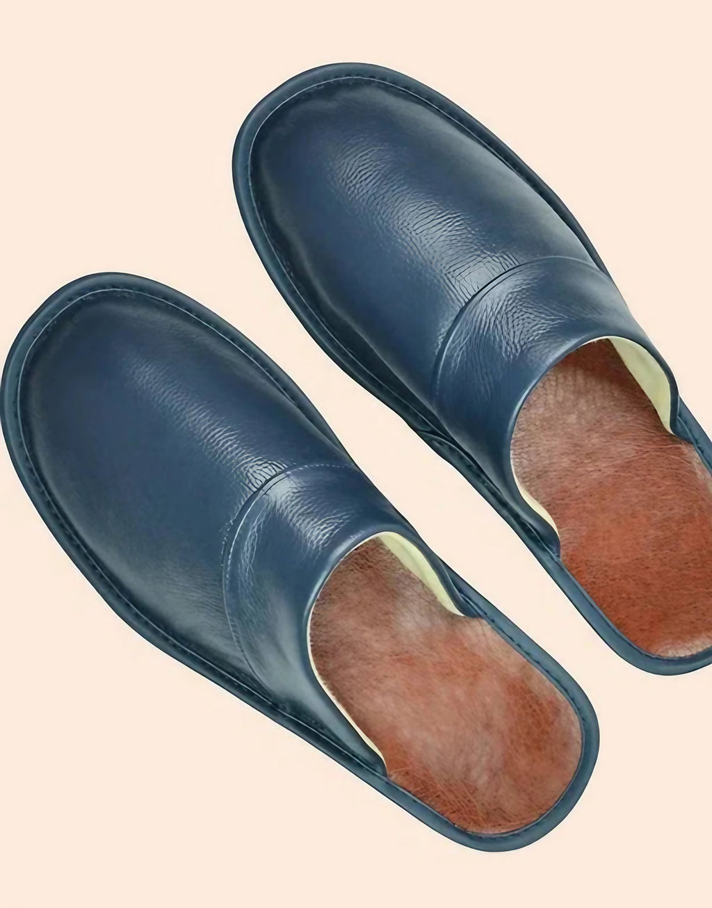 Chaussons d'intérieur à doublure chaude, semelle antidérapante, bleu