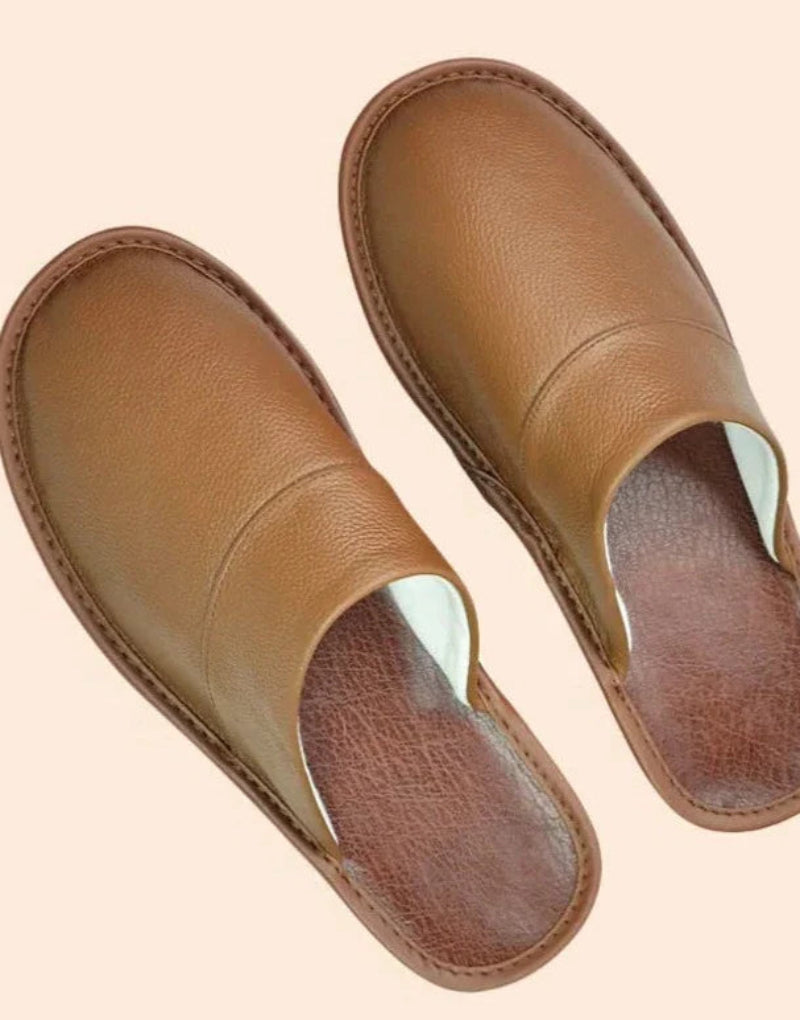 Chaussons d'intérieur à doublure chaude, semelle antidérapante, brun