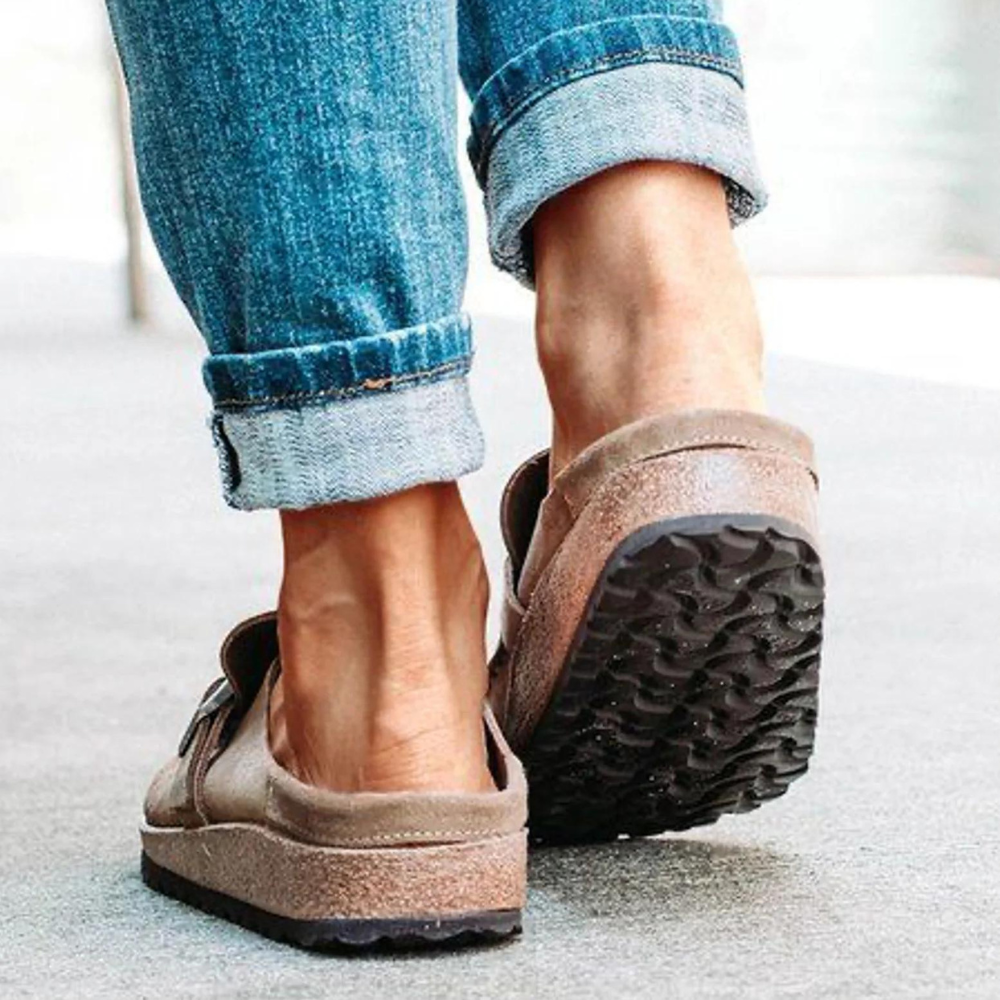 Chaussons femme à boucle, semelle intérieure qui épouse le pied