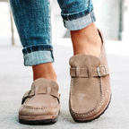 Chaussons femme à boucle, semelle intérieure qui épouse le pied, marron
