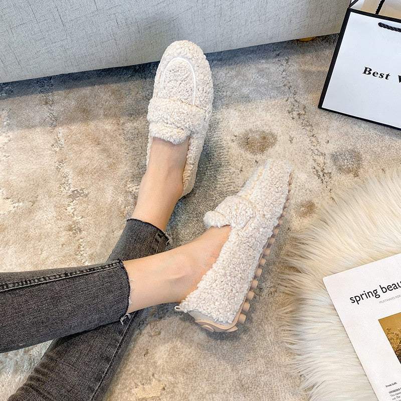 Chaussons femme en peluche, semelle antidérapante, du 35 au 43