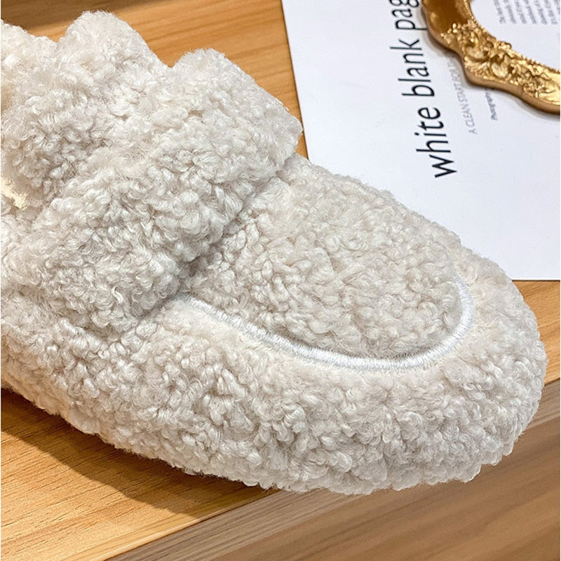 Chaussons femme en peluche, semelle antidérapante, du 35 au 43