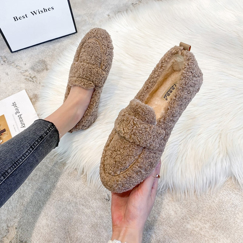 Chaussons femme en peluche, semelle antidérapante, du 35 au 43