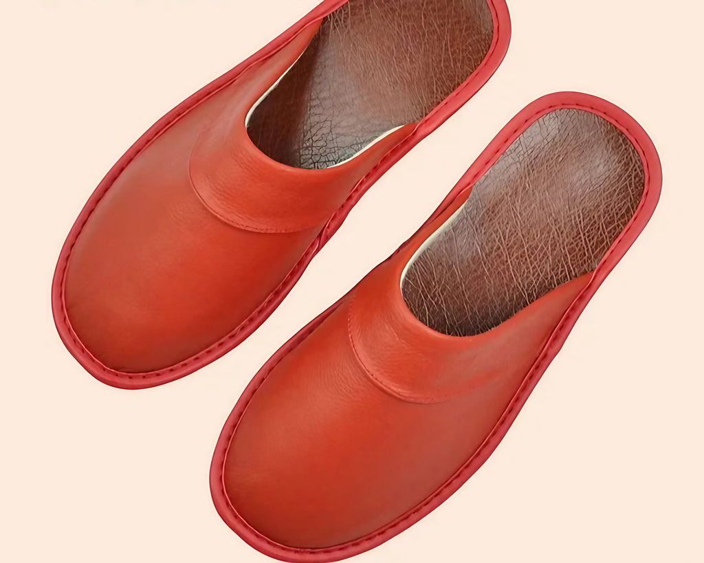 Chaussons femme ouverts à l'arrière, neuf coloris, 36 au 45, rouge