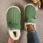 Chaussons femme à doublure douce, semelle antidérapante, vert
