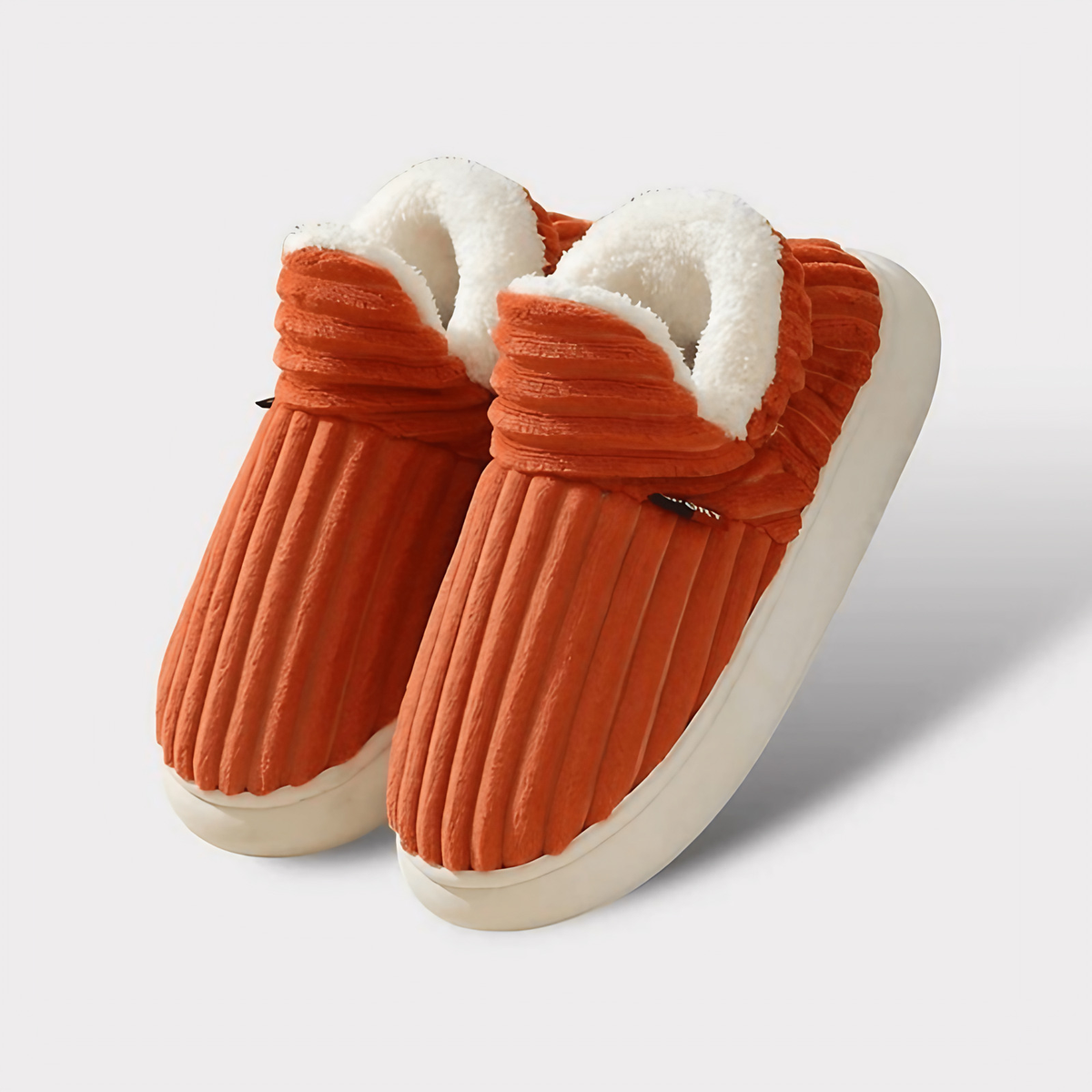 Chaussons femme à doublure douce, semelle antidérapante, orange