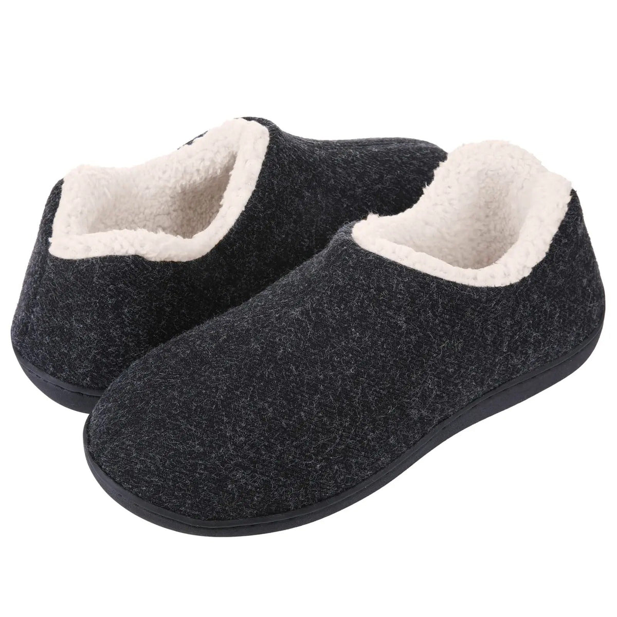 Chaussons femme à mousse à mémoire de forme, doublure chaude, noir