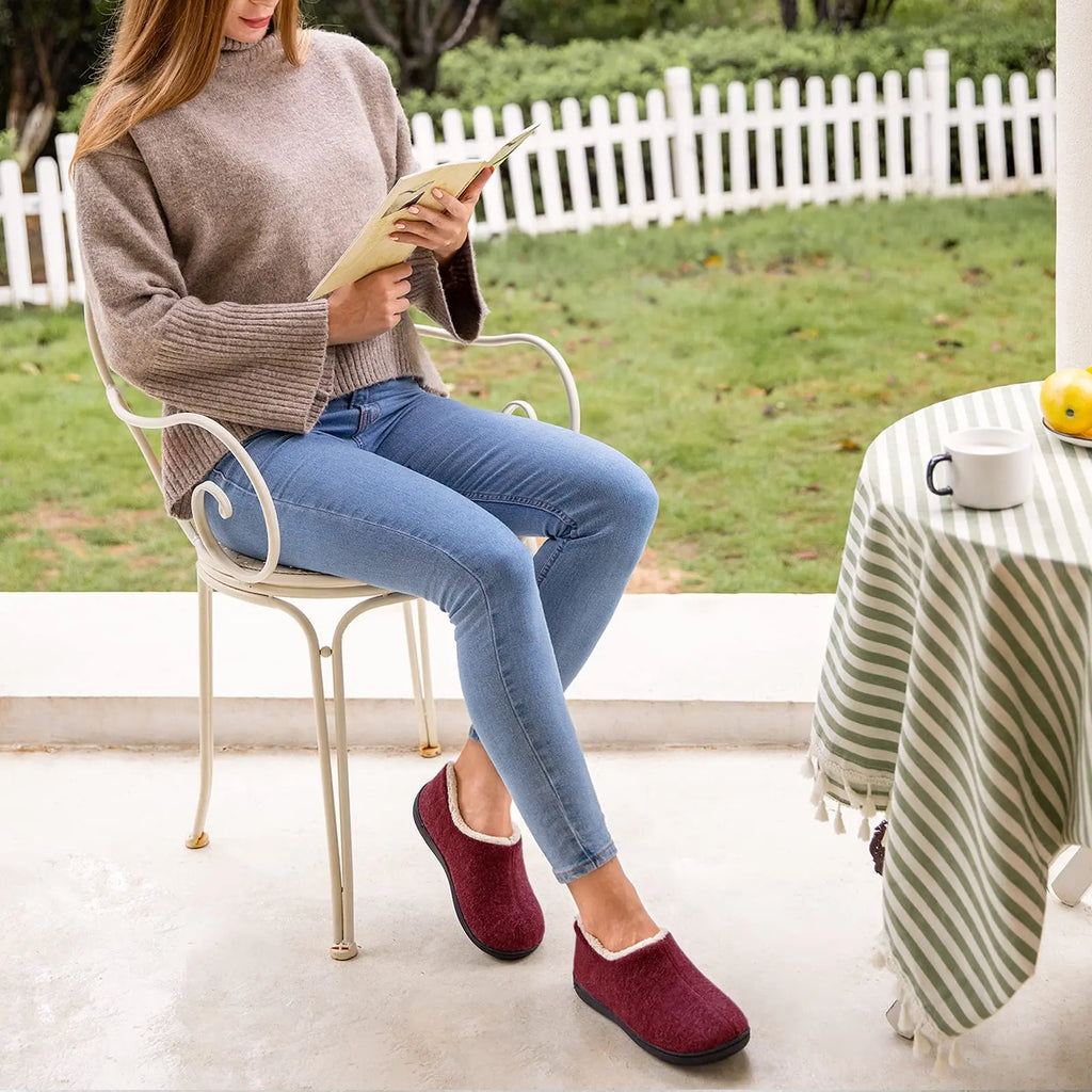 Chaussons femme à mousse à mémoire de forme, doublure chaude