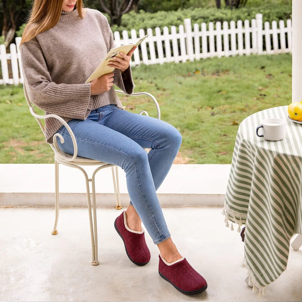 Chaussons femme à mousse à mémoire de forme, doublure chaude