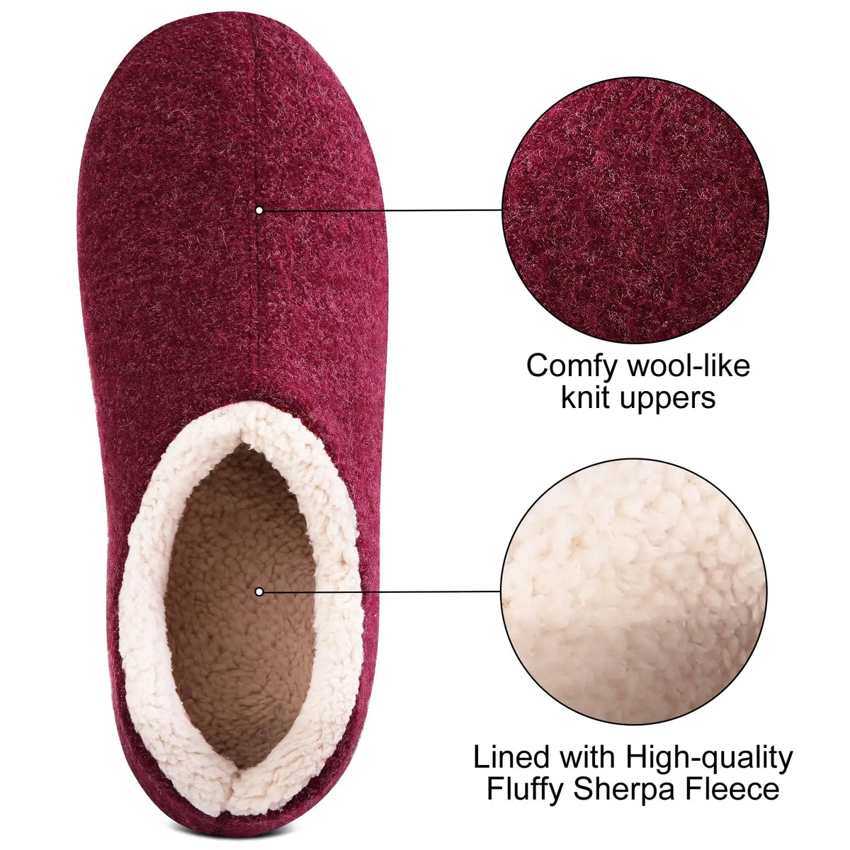 Chaussons femme à mousse à mémoire de forme, doublure chaude