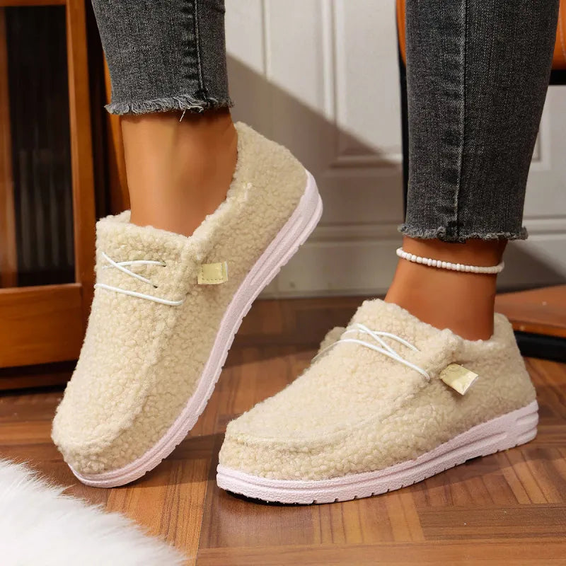 Chaussons femme chauds pour l'intérieur et l'extérieur, six coloris, beige