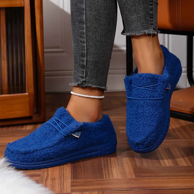 Chaussons femme chauds pour l'intérieur et l'extérieur, six coloris, bleu