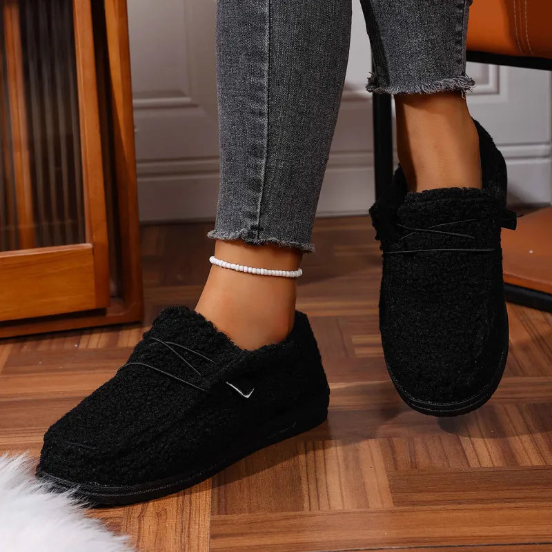 Chaussons femme chauds pour l'intérieur et l'extérieur, six coloris, noir