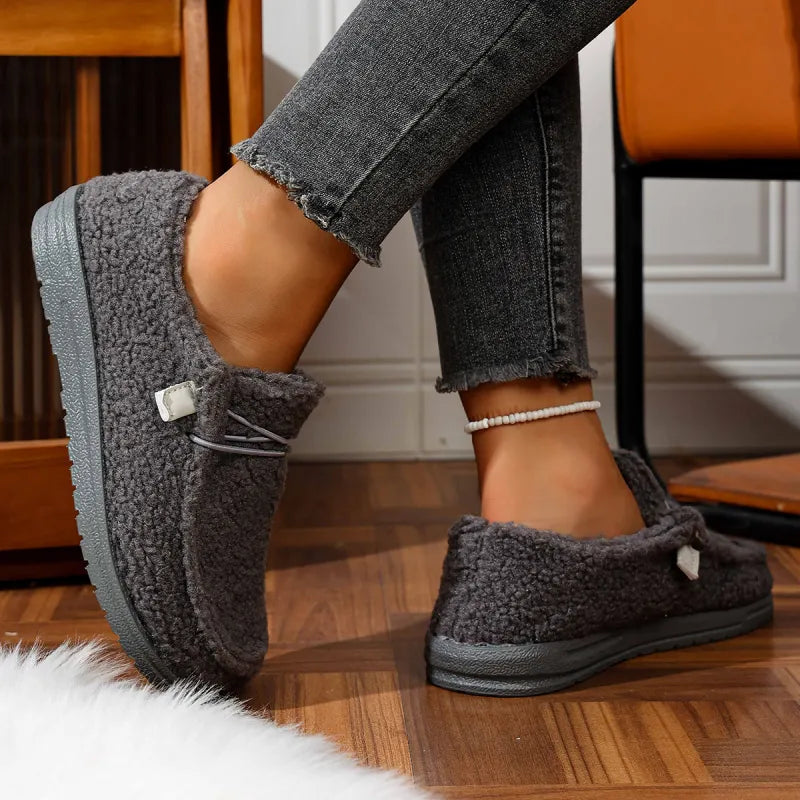 Chaussons femme chauds pour l'intérieur et l'extérieur, six coloris, gris