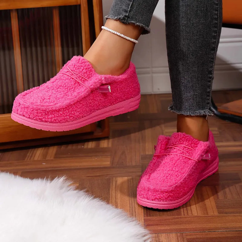 Chaussons femme chauds pour l'intérieur et l'extérieur, six coloris, rose