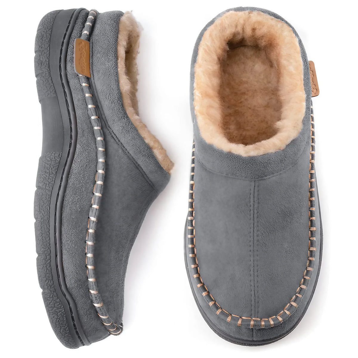 Chaussons montants homme, semelle antidérapante, cinq coloris, gris