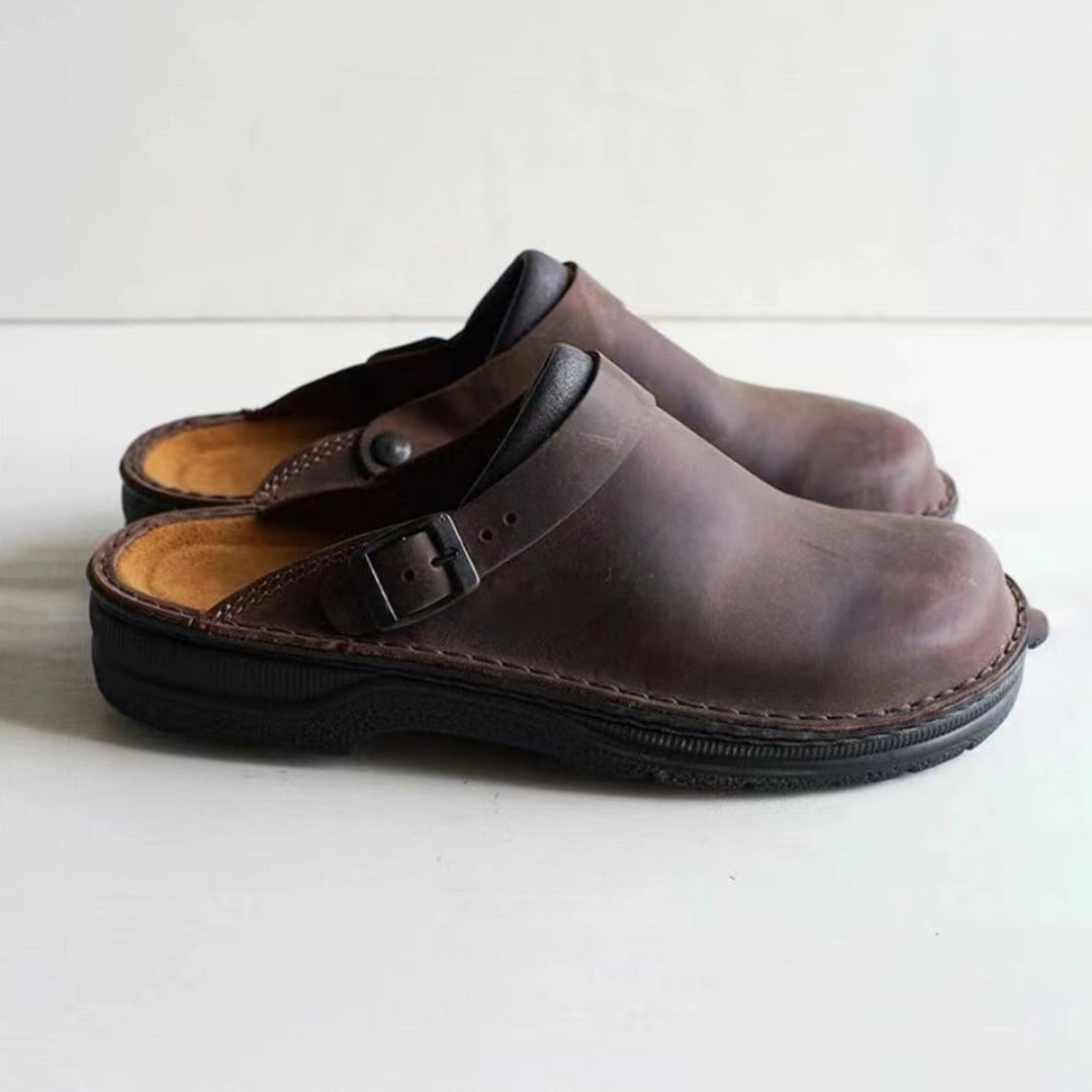Chaussons homme à enfiler, semelle antidérapante, du 38 au 44, marron foncé