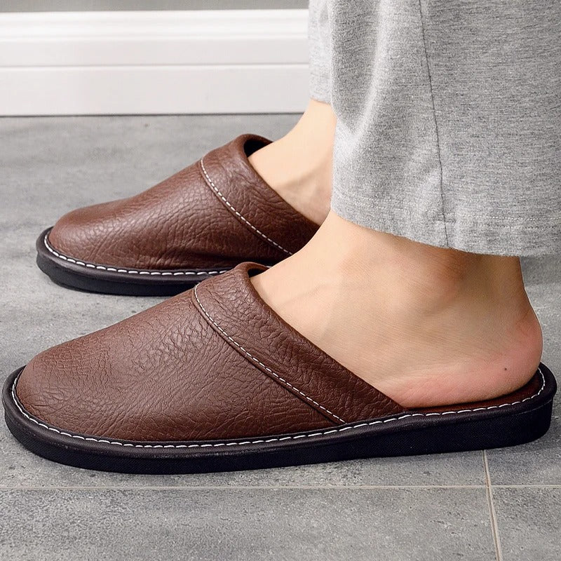 Chaussons homme à enfiler, semelle antidérapante, six coloris
