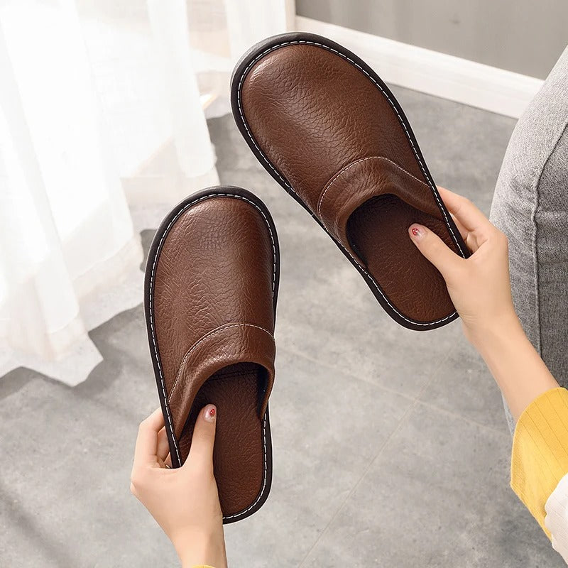 Chaussons homme à enfiler, semelle antidérapante, six coloris
