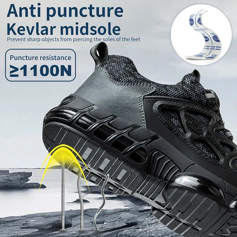Chaussures de sécurité homme à serrage par molette, coque acier