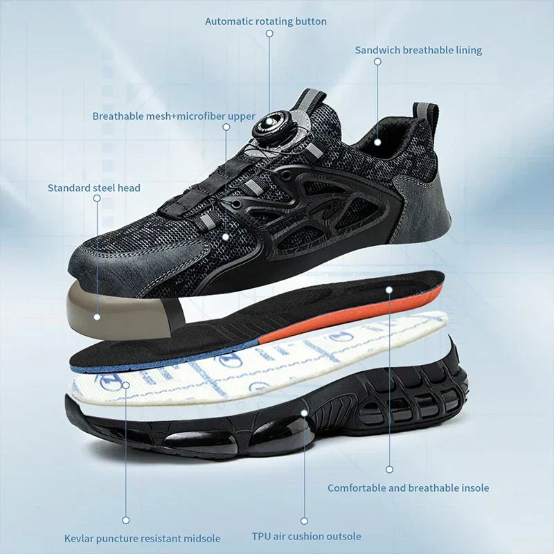 Chaussures de sécurité homme à serrage par molette, coque acier