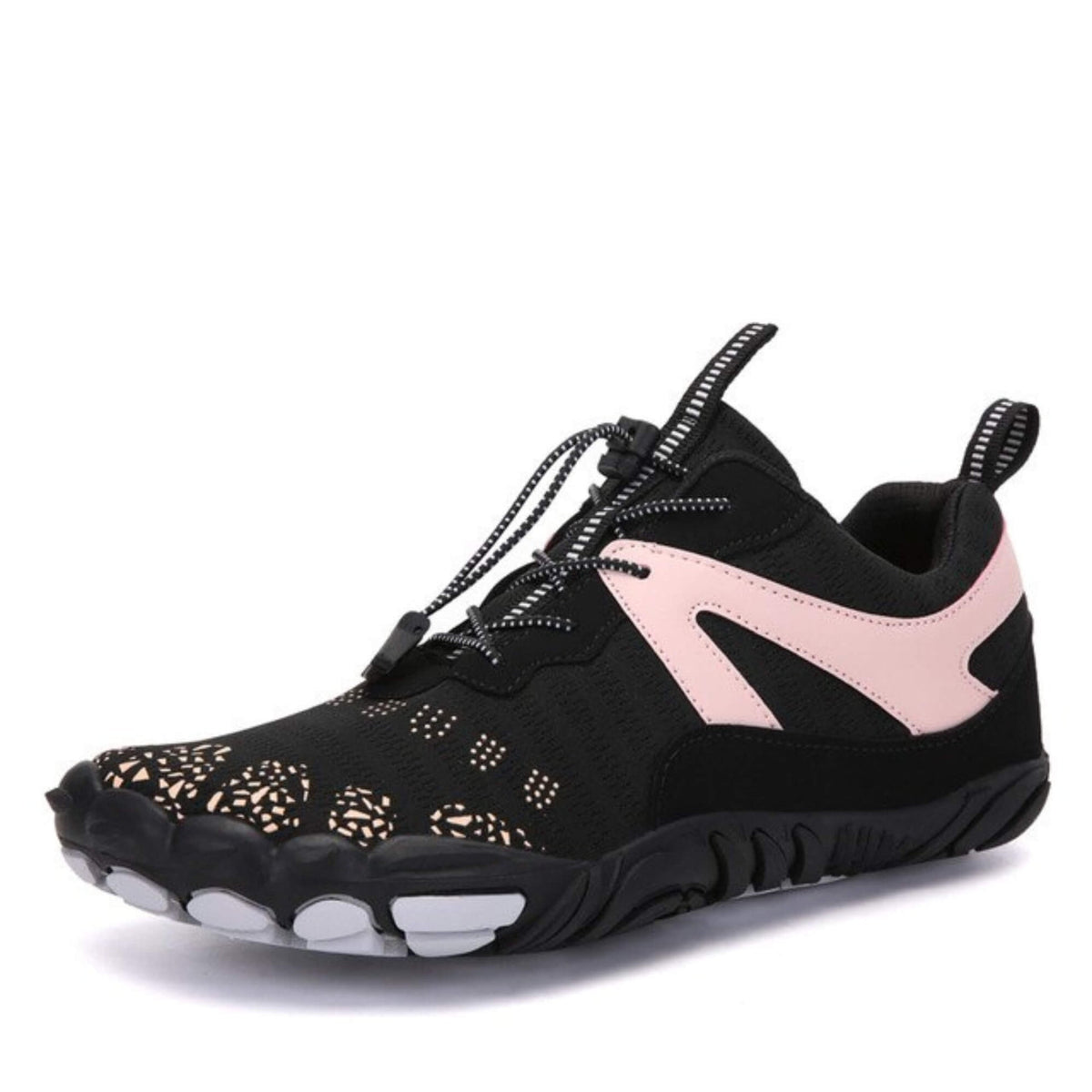 Chaussures aquatiques pieds nus mixtes, semelle souple antidérapante, noir