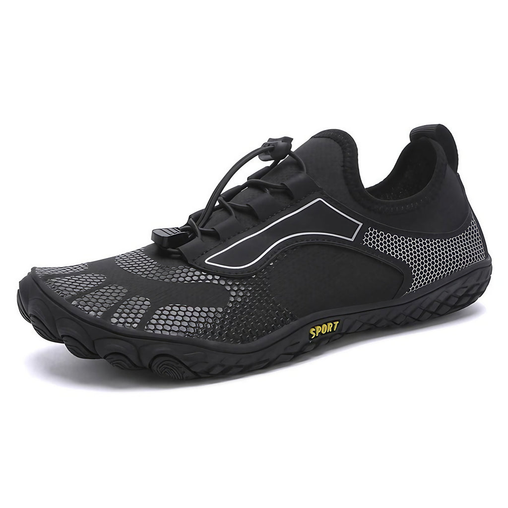 Chaussures aquatiques pieds nus unisexe, bout large, noir