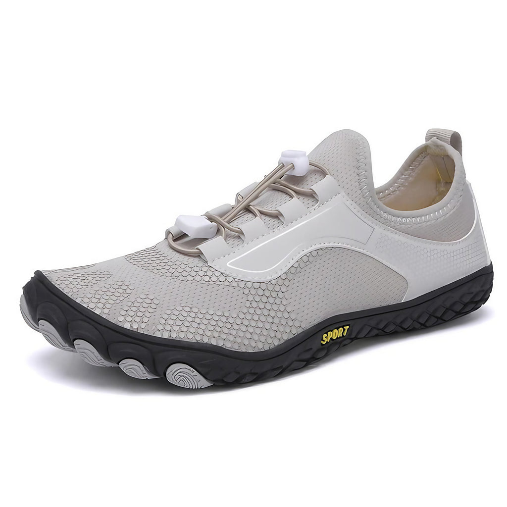 Chaussures aquatiques pieds nus unisexe, bout large, gris