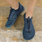 Chaussures aquatiques unisexes à lacets, œillets de drainage, bleu
