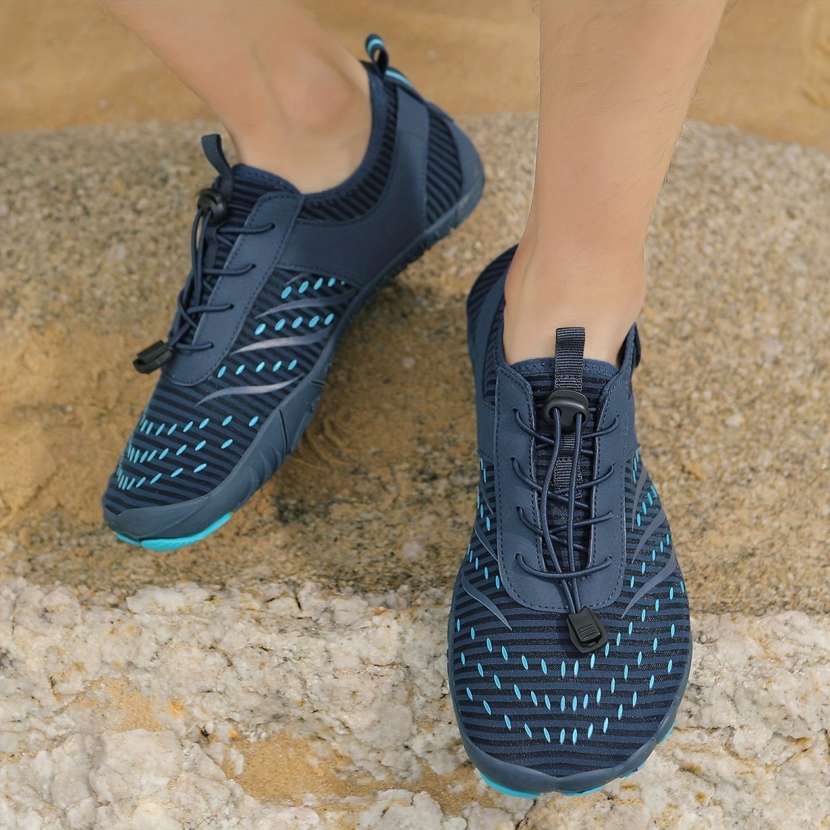 Chaussures aquatiques unisexes à lacets, œillets de drainage, bleu
