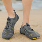 Chaussures aquatiques unisexes à lacets, œillets de drainage, gris