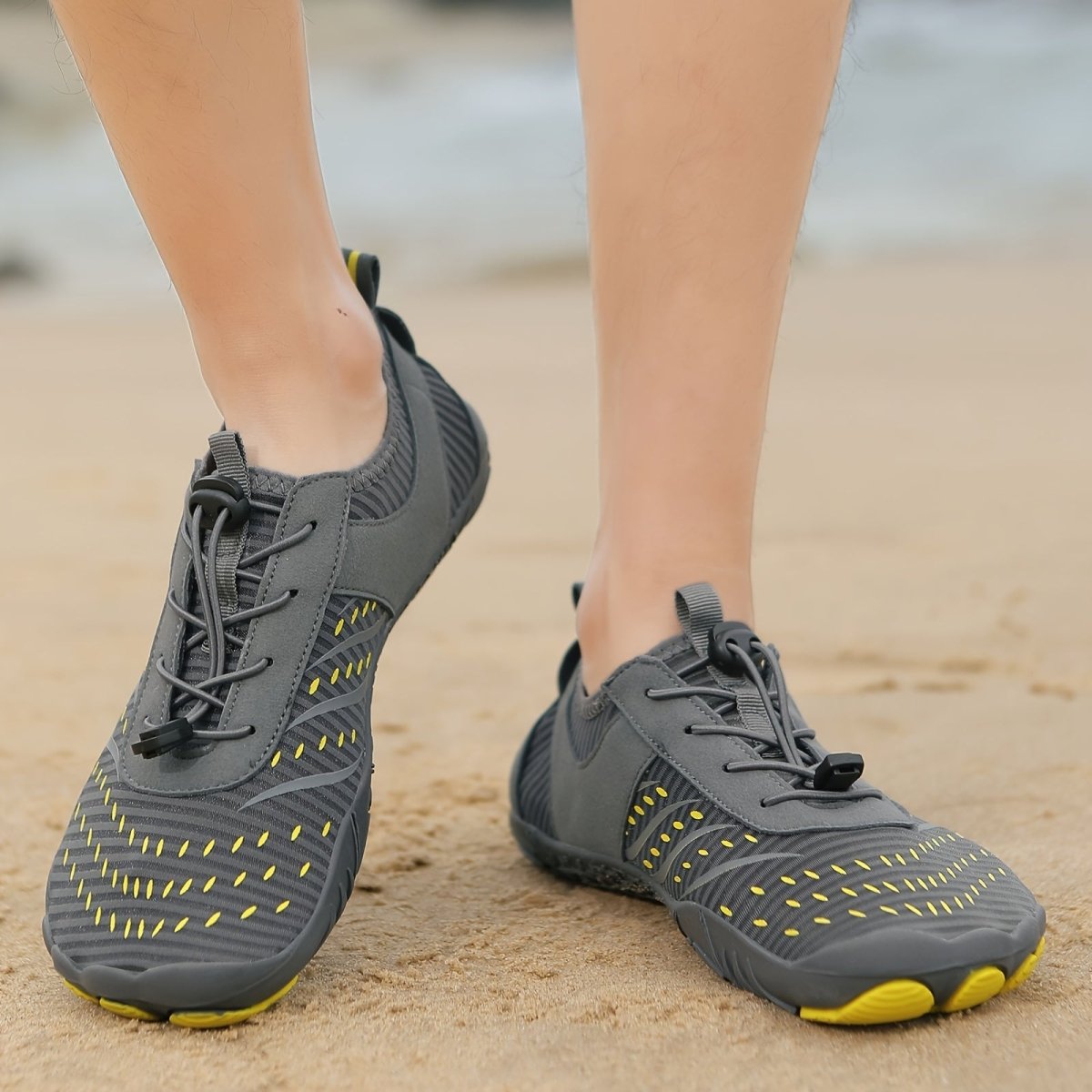 Chaussures aquatiques unisexes à lacets, œillets de drainage, gris