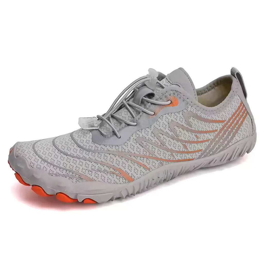 Chaussures aquatiques pieds nus mixtes, semelle caoutchouc, gris