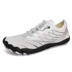 Chaussures aquatiques pieds nus mixtes, semelle caoutchouc, blanc et noir