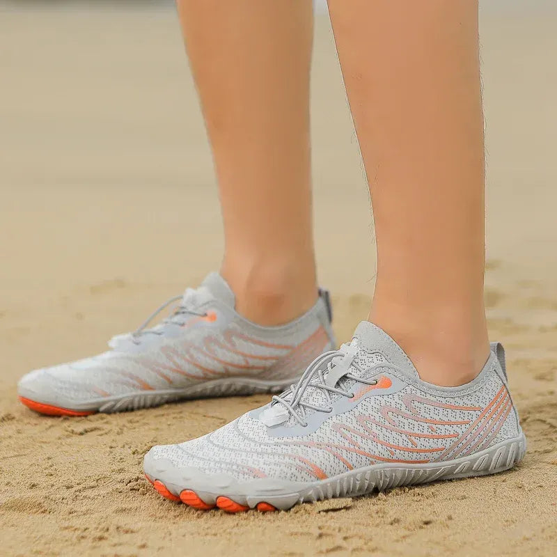 Chaussures aquatiques pieds nus mixtes, semelle caoutchouc