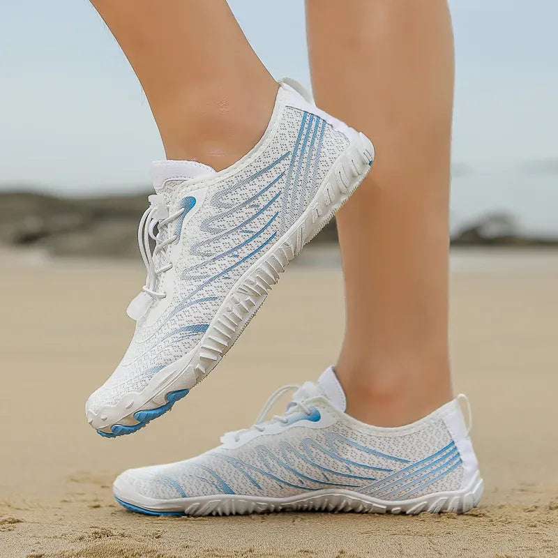 Chaussures aquatiques pieds nus mixtes, semelle caoutchouc