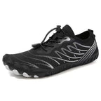 Chaussures aquatiques pieds nus mixtes, semelle caoutchouc, noir
